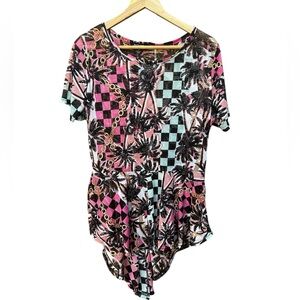 Rouge Shirt Sheer Top Sz.. 1x Checkered & Chains